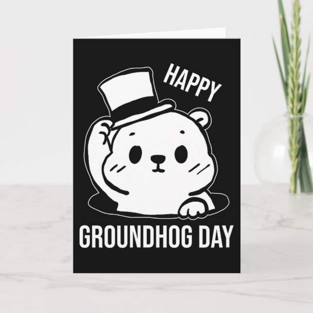 Happy Groundhog Day Line Art  Card (Front)