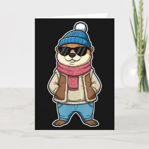 Happy Groundhog Day Shadow Cute Groundhog Funny  Card