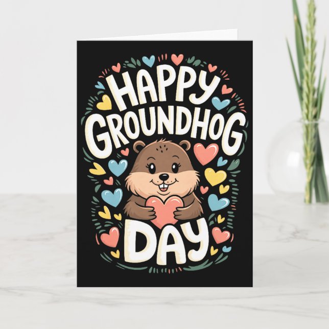 Happy Groundhog Day Shirt Funny Groundhog Day Humo Card (Front)