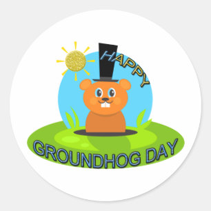 Happy Groundhog Day Sunshine Classic Round Sticker