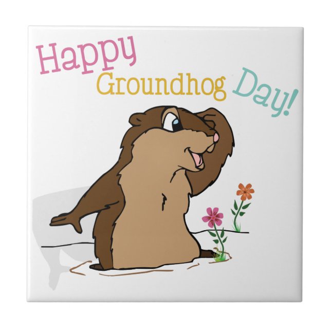 Happy Groundhog Day Tile (Front)