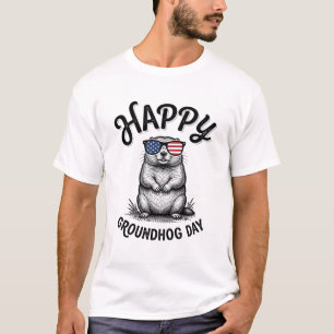 Happy Groundhog Day Vintage Engraving Shirt Design