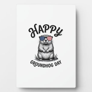 Happy Groundhog Day Vintage Engraving Shirt Design Plaque