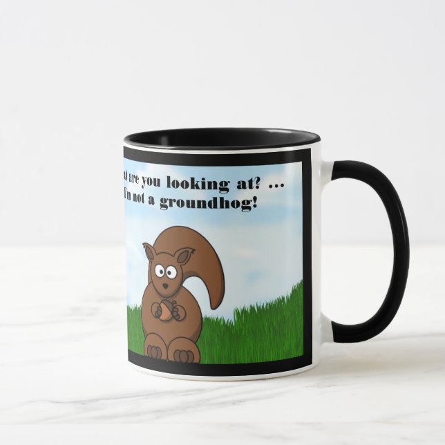 Happy Groundhog Day with Squirrel funny humour Mug (Right)