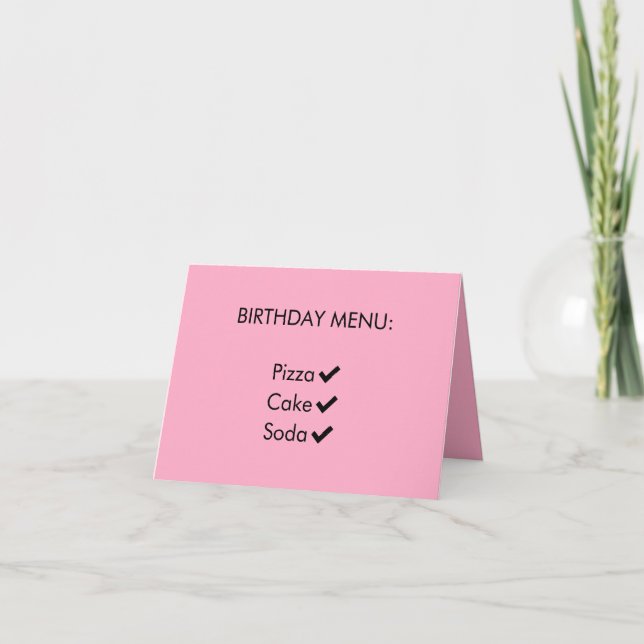 Happy Guilt Free Anniversaire Menu Pizza Carte de  (Devant)