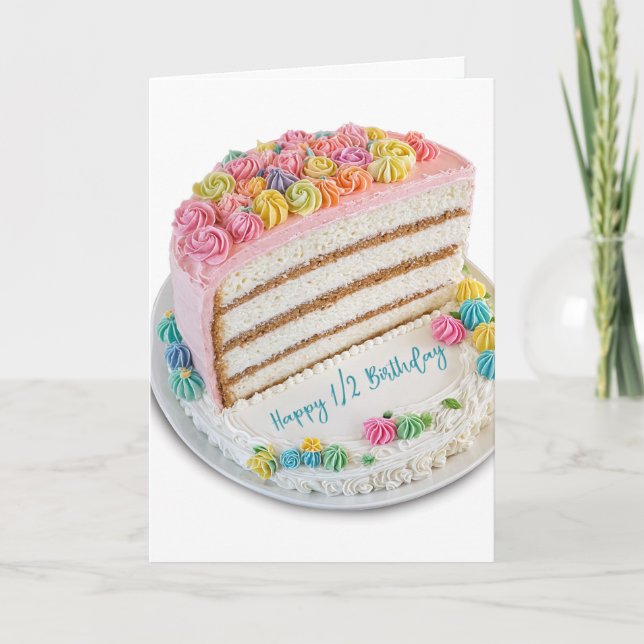Happy Half Birthday Cake Card (Front)