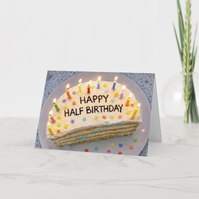 Happy Half Birthday Cake with Candles Card (Front)