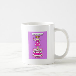 Happy Half Birthday, Lady Standing on a Cake. Coffee Mug