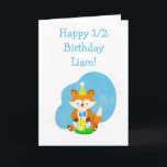 Happy Half Birthday Son Baby Fox with Birthday Card<br><div class="desc">This sweet little baby fox is ready to celebrate his six-month milestone with a half chocolate birthday cake. A perfect card for your son's half birthday celebration!</div>