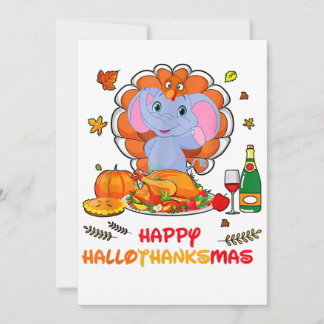Happy Hallo Elephant Drinking Wine Thank You Gift  Announcement
