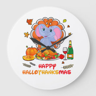 Happy Hallo Elephant Drinking Wine Thank You Gift  Large Clock