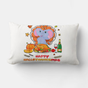 Happy Hallo Elephant Drinking Wine Thank You Gift Lumbar Pillow