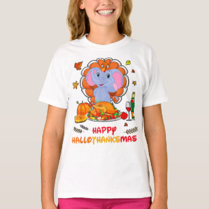 Happy Hallo Elephant Drinking Wine Thank You Gift T-Shirt