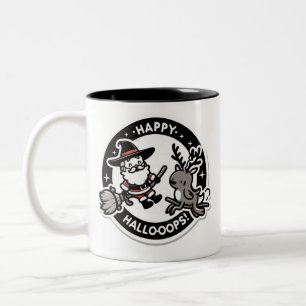 Happy Hallo-Oops! Santa Dressed as a Witch, Deer Two-Tone Coffee Mug