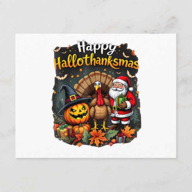 Happy Hallo Thanks mas Merry Christmas Santa Claus Enclosure Card (Front)