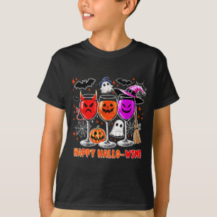 Happy Hallo-wine Funny Halloween Gl Wine Drinking T-Shirt