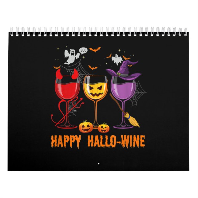 happy hallo-wine funny halloween glass wine drink calendar (Cover)