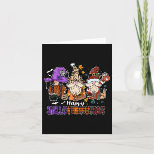 Happy Hallothankmas Gnomeis Halloween Thanksgiving Card