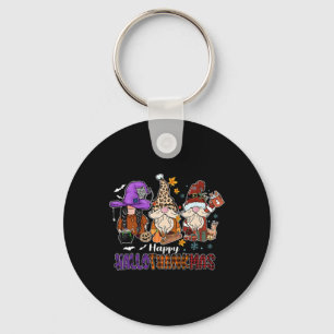 Happy Hallothankmas Gnomeis Halloween Thanksgiving Keychain