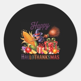 Happy Hallothankmas Witch Cornucoa Classic Round Sticker