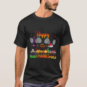 Happy Hallothanksmas Badminton Witch Hat Christmas T-Shirt