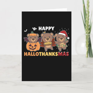Happy Hallothanksma's Bears Christmas Bear Holiday Card