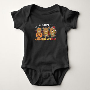 Happy Hallothanksmas Beaver Christmas Beaver Baby Bodysuit