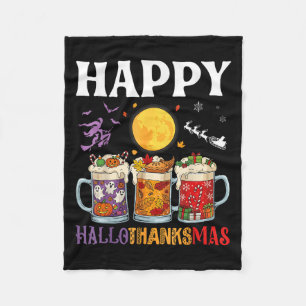Happy Hallothanksmas Beer Drinker Halloween To Xma Fleece Blanket