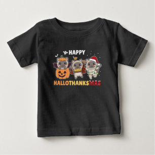 Happy Hallothanksmas Cat Christmas Elephant Baby T-Shirt