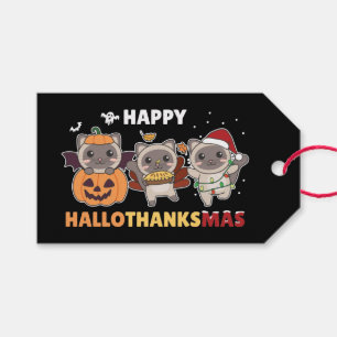 Happy Hallothanksmas Cat Christmas Elephant Gift Tags