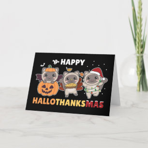 Happy Hallothanksmas Cat Christmas Elephant Holida Holiday Card