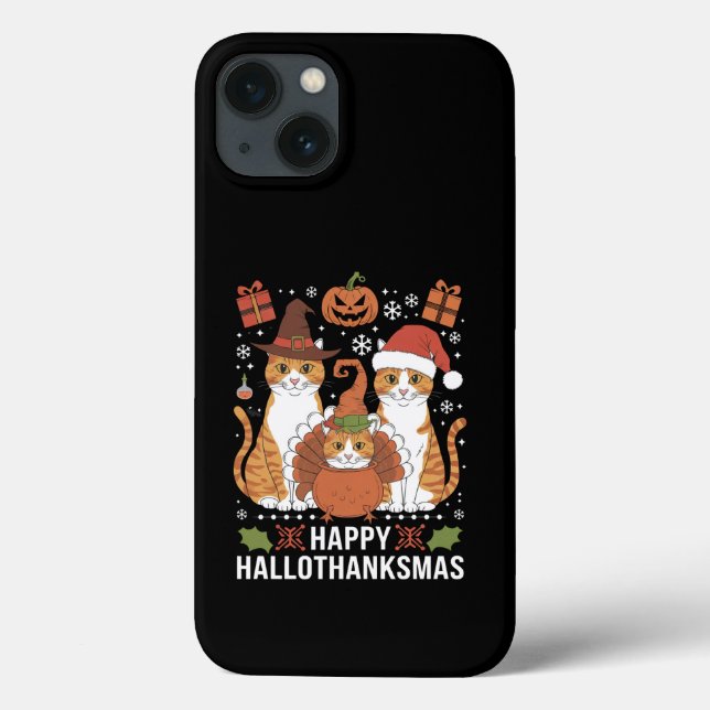 Happy Hallothanksmas Cats Halloween Christmas  Case-Mate iPhone Case (Back)