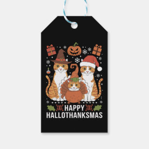 Happy Hallothanksmas Cats Halloween Christmas  Gift Tags