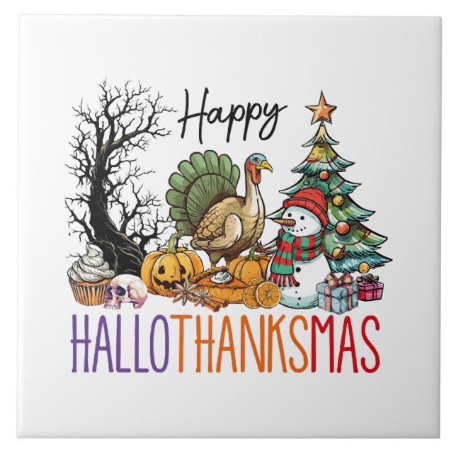 Happy Hallothanksmas Clipart Tile (Front)