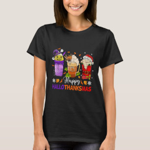 Happy Hallothanksmas Coffee Latte Halloween Thanks T-Shirt