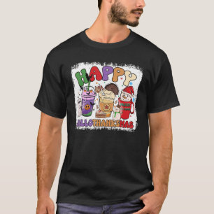 Happy Hallothanksmas Coffee Latte Halloween Thanks T-Shirt