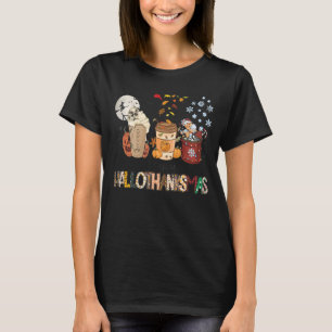 Happy Hallothanksmas Coffee Latte Halloween Thanks T-Shirt