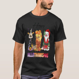 Happy Hallothanksmas Coffee Latte Halloween Thanks T-Shirt