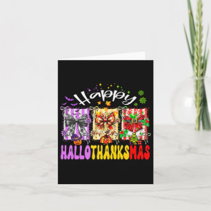 Happy Hallothanksmas Coquette Bow Halloween Thanks Card