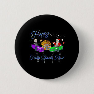 Happy Hallothanksmas Crashing Christmas Fun Holida 2 Inch Round Button