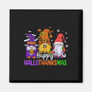 Happy Hallothanksmas Cute Gnomes Fall Halloween Wo Magnet
