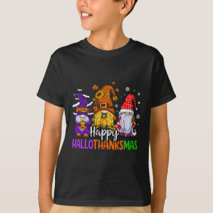Happy Hallothanksmas Cute Gnomes Fall Halloween Wo T-Shirt