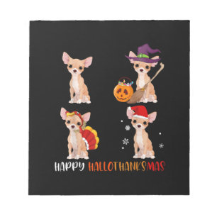 Happy Hallothanksmas Cute Witch Turkey Santa Notepad