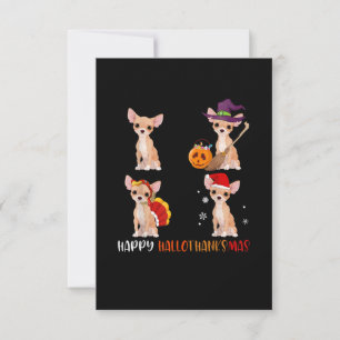 Happy Hallothanksmas Cute Witch Turkey Santa RSVP Card
