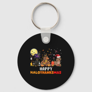 Happy Hallothanksmas Dachshund Dog Lover Halloween Keychain