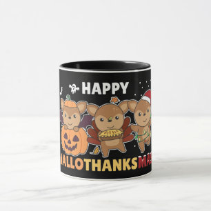 Happy Hallothanksmas Deers Christmas Deer Mug