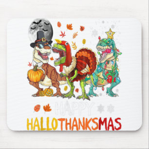 Happy Hallothanksmas Dinosaur T-Rex Halloween Chri Mouse Pad