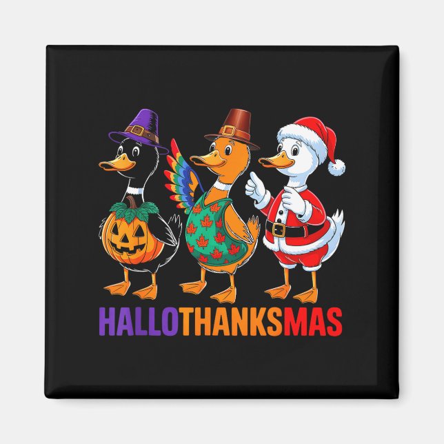 Happy Hallothanksmas Duck Lover Halloween Merry Ch Magnet (Front)