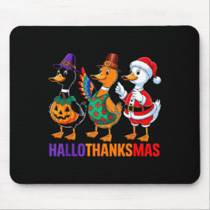 Happy Hallothanksmas Duck Lover Halloween Merry Ch Mouse Pad