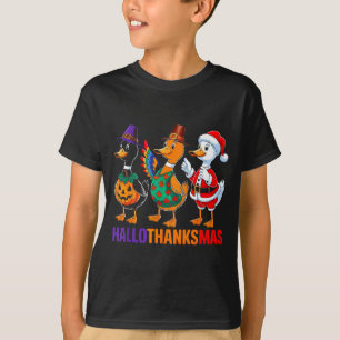 Happy Hallothanksmas Duck Lover Halloween Merry Ch T-Shirt